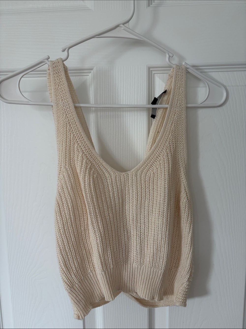 Lulu's Cream Knit Ribbed Crop Tank